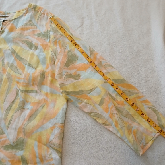Rachel Zoe Size 3X Linen Button Up Lightweight Print Blouse - Picture 9 of 9